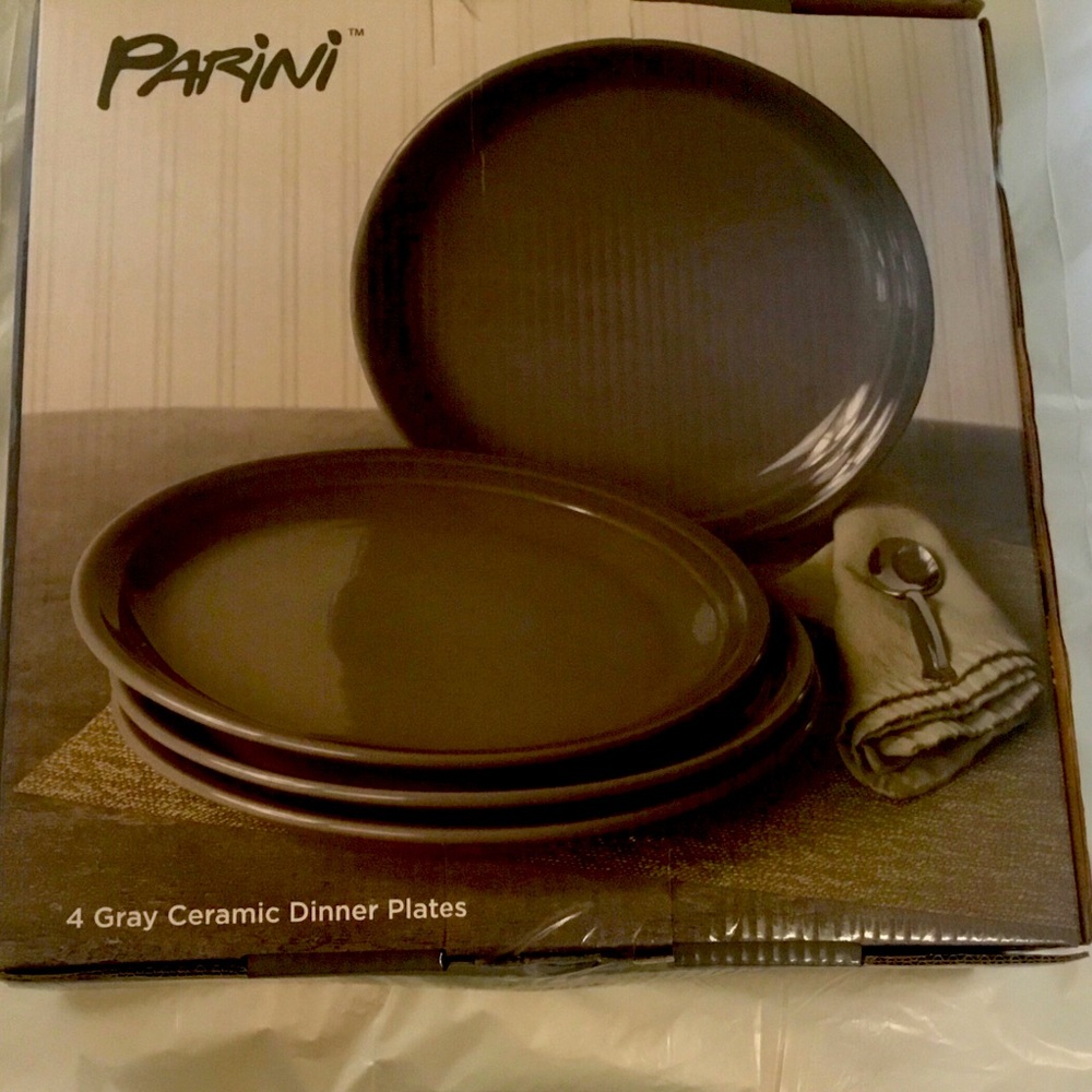 4 Parini Ceramic Gray Dinner Plates